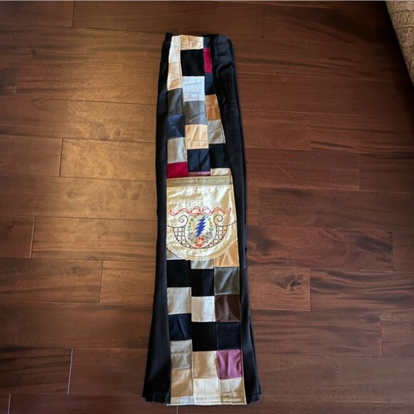 Corduroy patchwork flares bell bottoms grateful stealie dead shakedown ❤️⚡️💙 - Picture 11 of 13